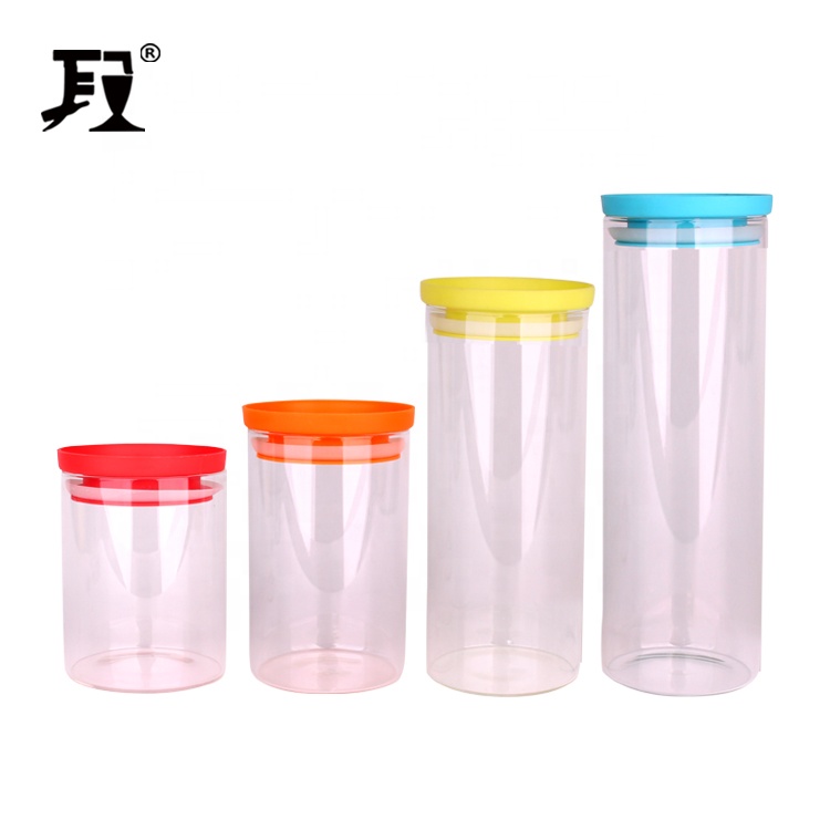 Custom high quality fancy airtight wide mouth storage glass jar with cap