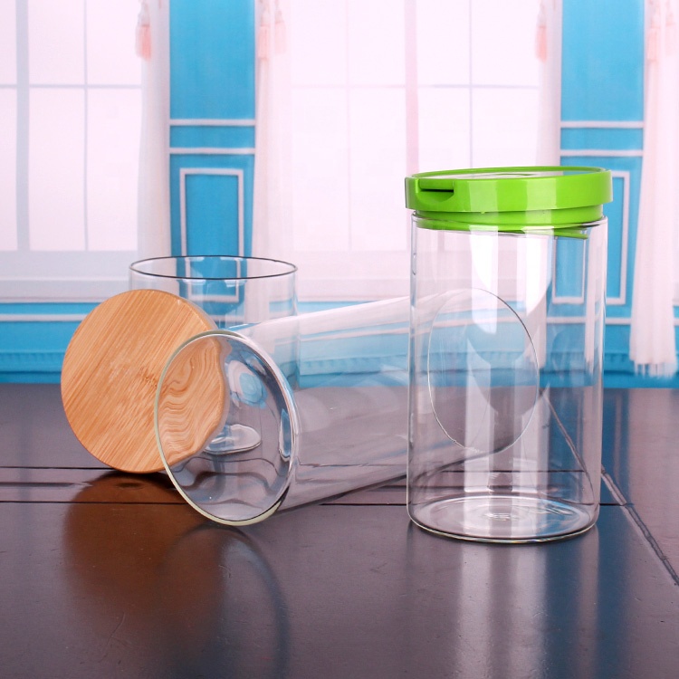 Custom high quality fancy airtight wide mouth storage glass jar with cap