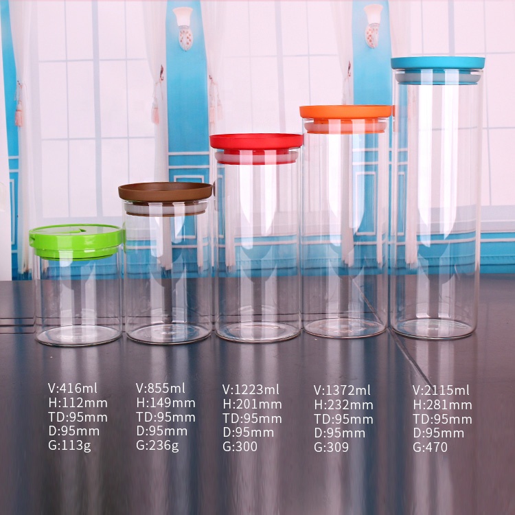 Custom high quality fancy airtight wide mouth storage glass jar with cap