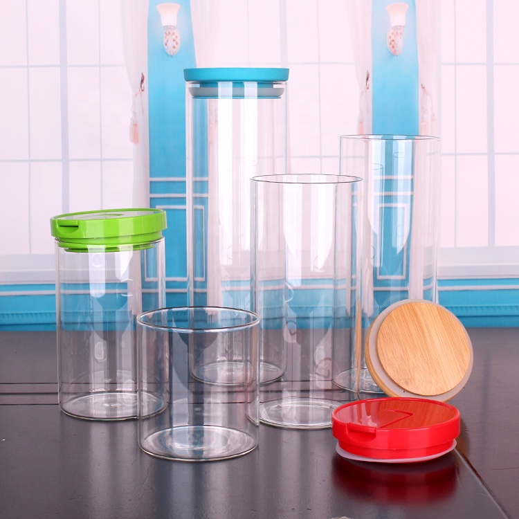 Custom high quality fancy airtight wide mouth storage glass jar with cap