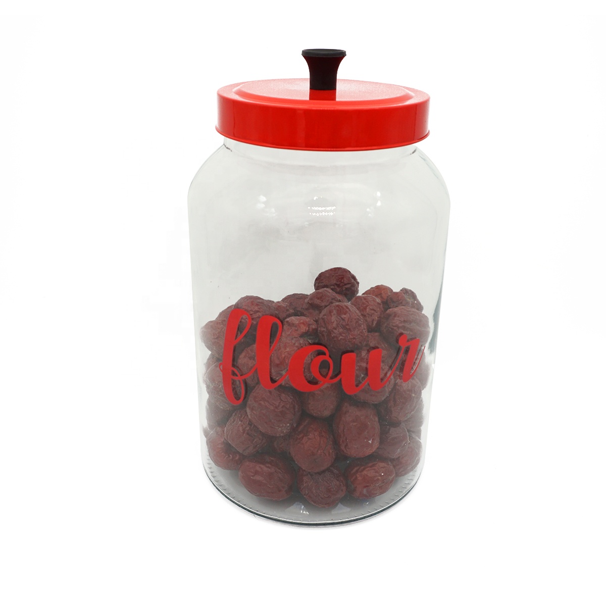 Custom high quality glass food storage jar 3L creative round glass jars with lids