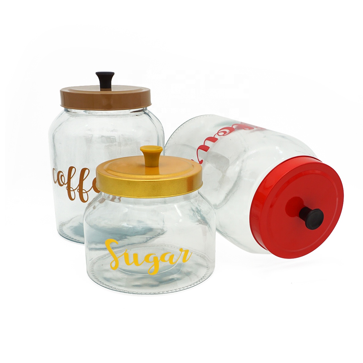Custom high quality glass food storage jar 3L creative round glass jars with lids