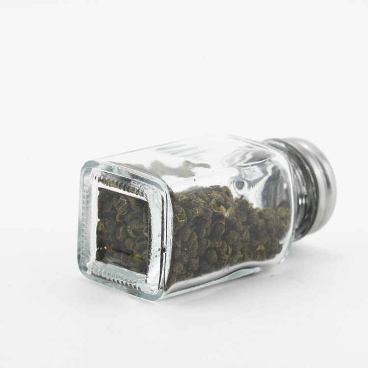 Custom kitchen seasoning storage box transparent salt seasoning glass bottle pepper shaker