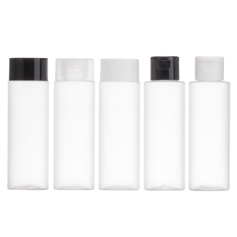 Custom logo 100ml PET frosted wide mouth toner bottle with different cap cosmetic package container