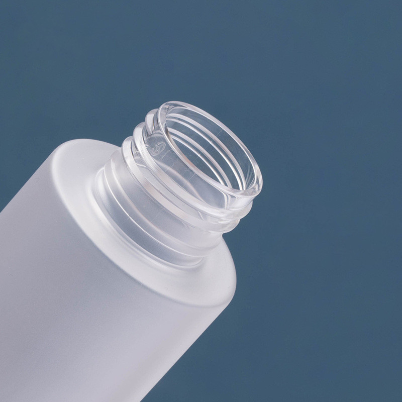 Custom logo 100ml PET frosted wide mouth toner bottle with different cap cosmetic package container