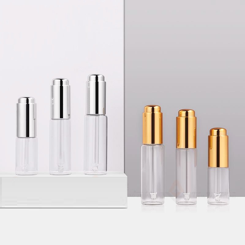 Custom logo 10ml 15ml 20ml glass dropper bottle with gold and silver press dropper cosmetic package container in good price