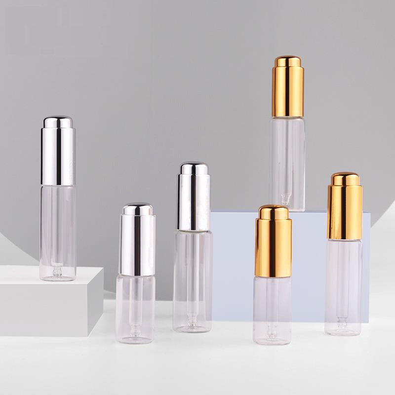 Custom logo 10ml 15ml 20ml glass dropper bottle with gold and silver press dropper cosmetic package container in good price