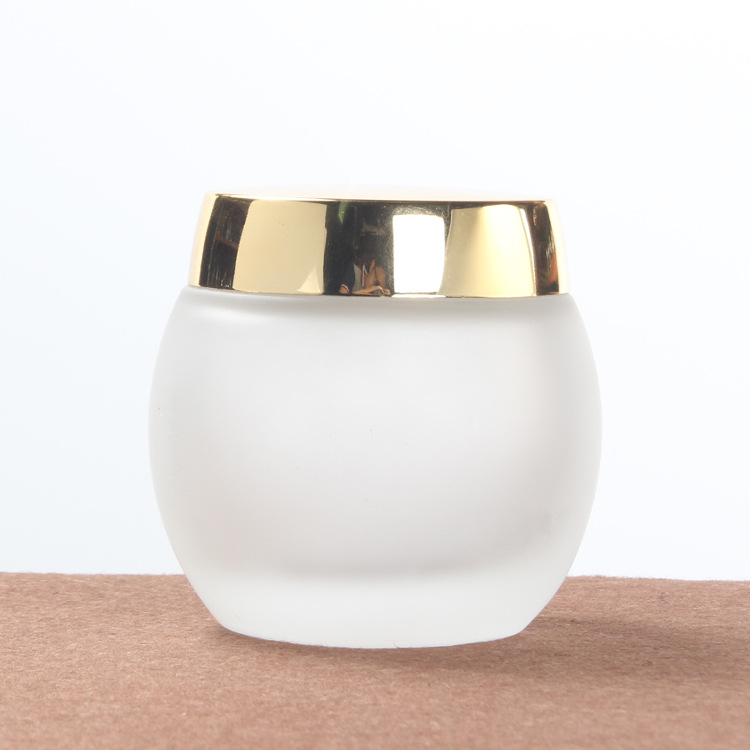 Custom logo 120g frosted drum shape glass jar for cream and mask cosmetic container package for skin care production