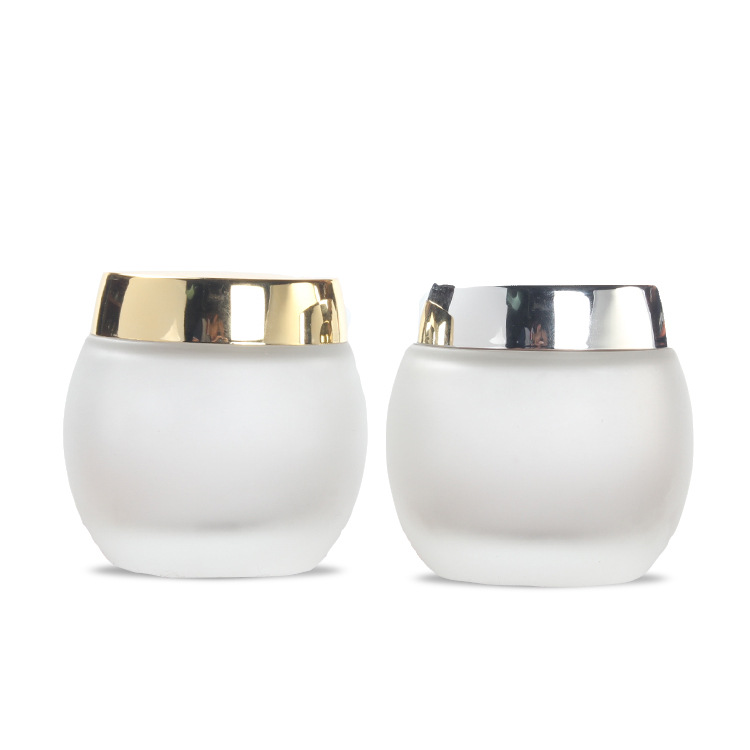 Custom logo 120g frosted drum shape glass jar for cream and mask cosmetic container package for skin care production