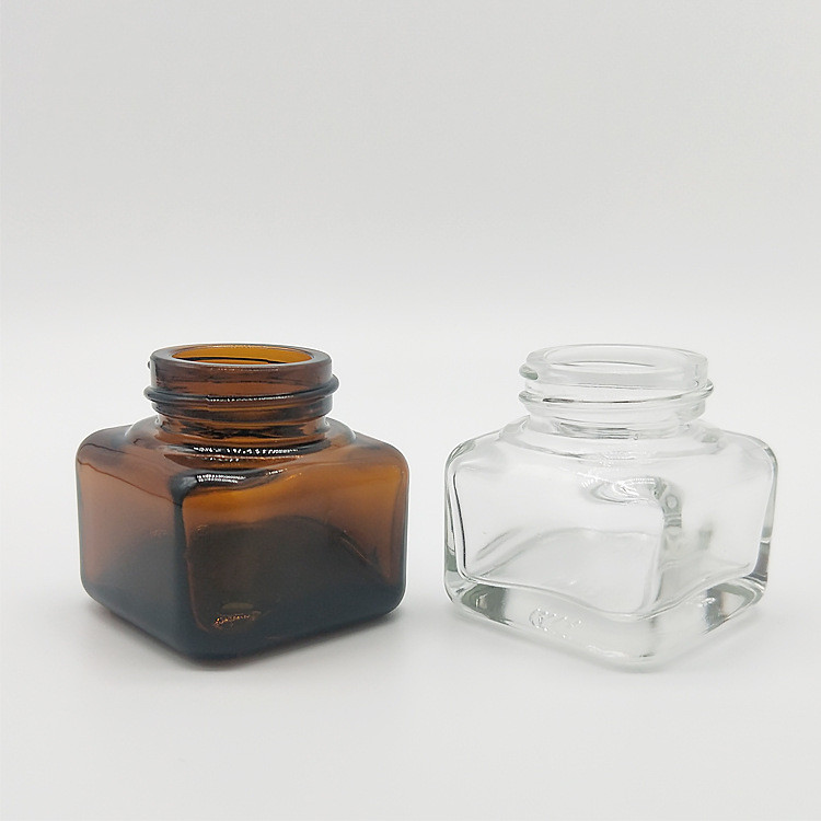 Custom logo 15g Environmental amber and clear glass jar cosmetic packing bottles package in good price brown glass jar package