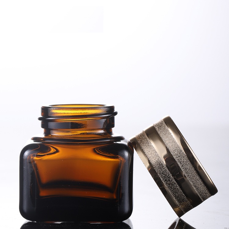 Custom logo 15g square amber and clear glass jar cosmetic packing bottles package in good price brown glass jar package