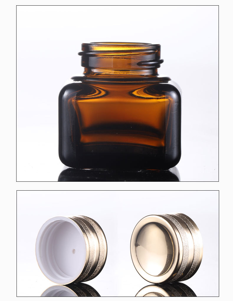 Custom logo 15g square amber and clear glass jar cosmetic packing bottles package in good price brown glass jar package