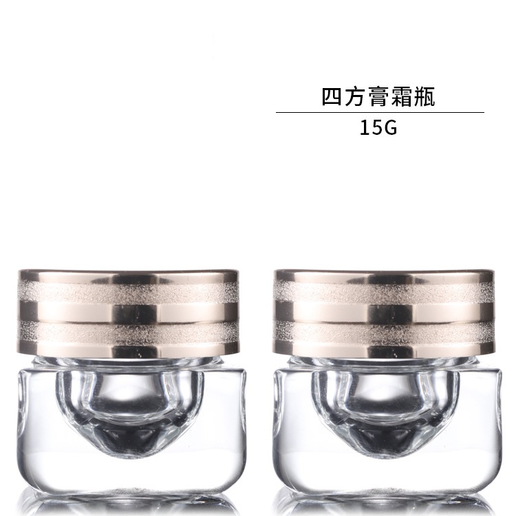 Custom logo 15g thicken clear square glass jar for eye cream cosmetic packing bottles package in good price