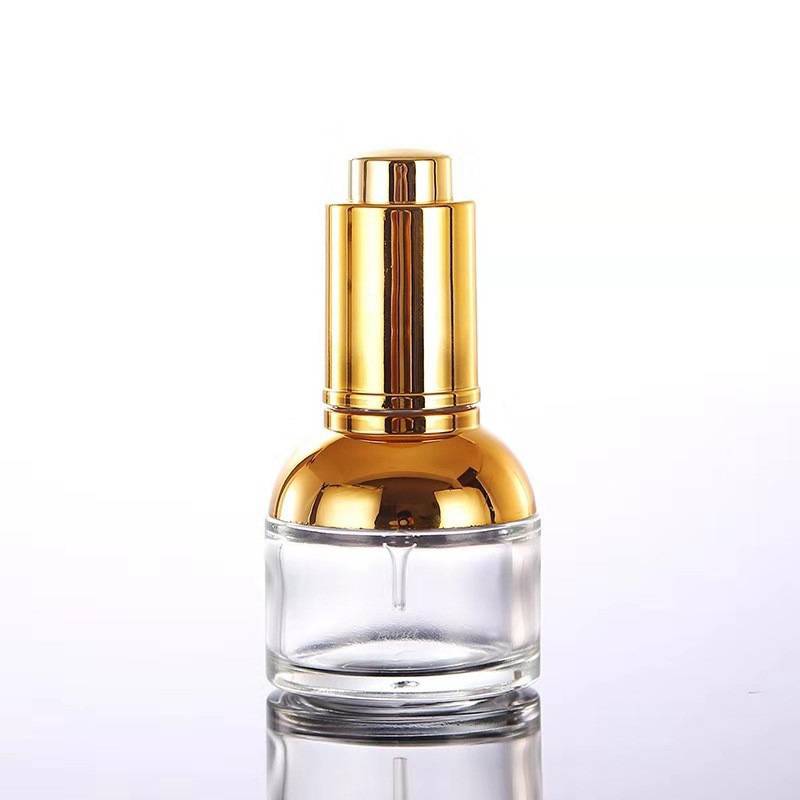 Custom logo 20ML 30ML 50ML glass dropper bottle with gold shoulder Essential oil bottle for oil cosmetic package container