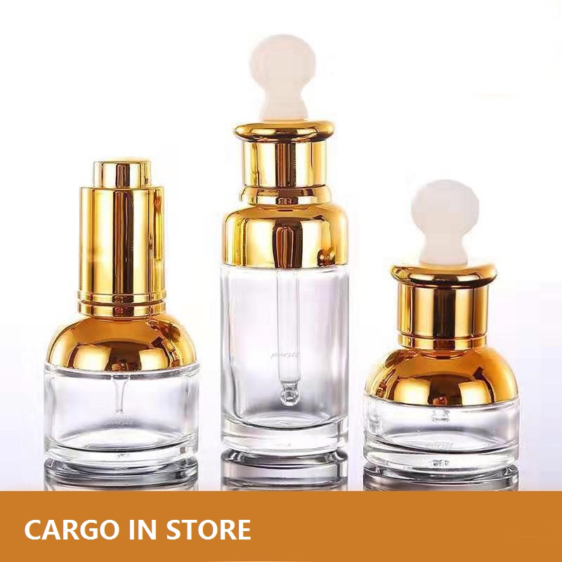 Custom logo 20ML 30ML 50ML glass dropper bottle with gold shoulder Essential oil bottle for oil cosmetic package container