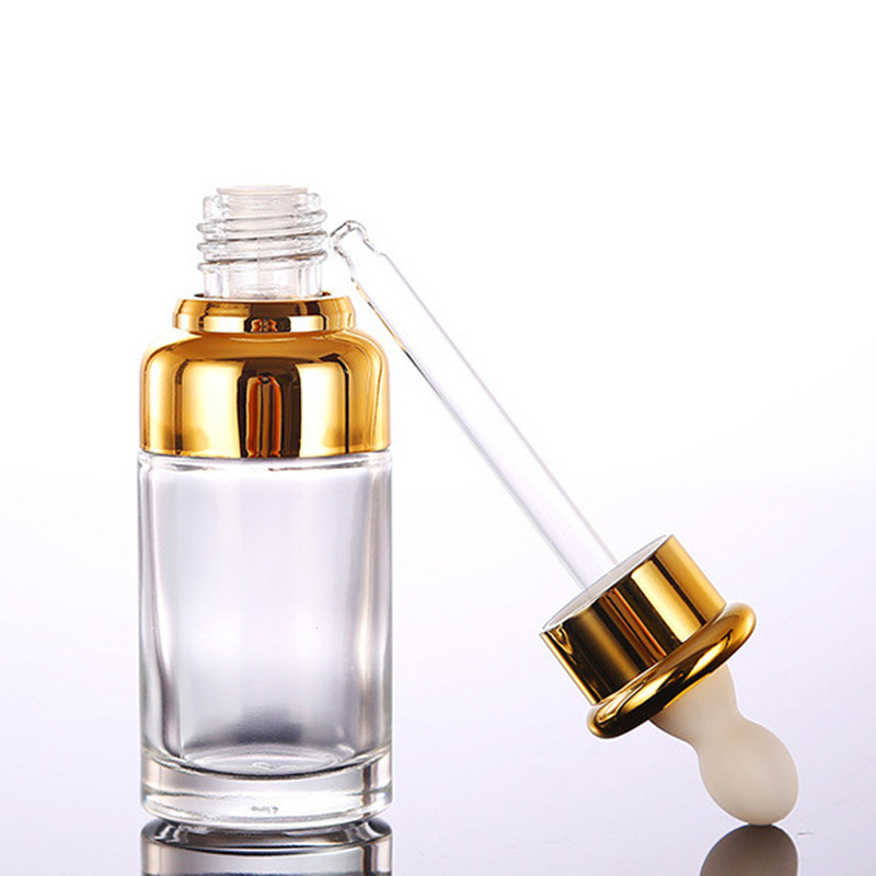 Custom logo 20ML 30ML 50ML glass dropper bottle with gold shoulder Essential oil bottle for oil cosmetic package container