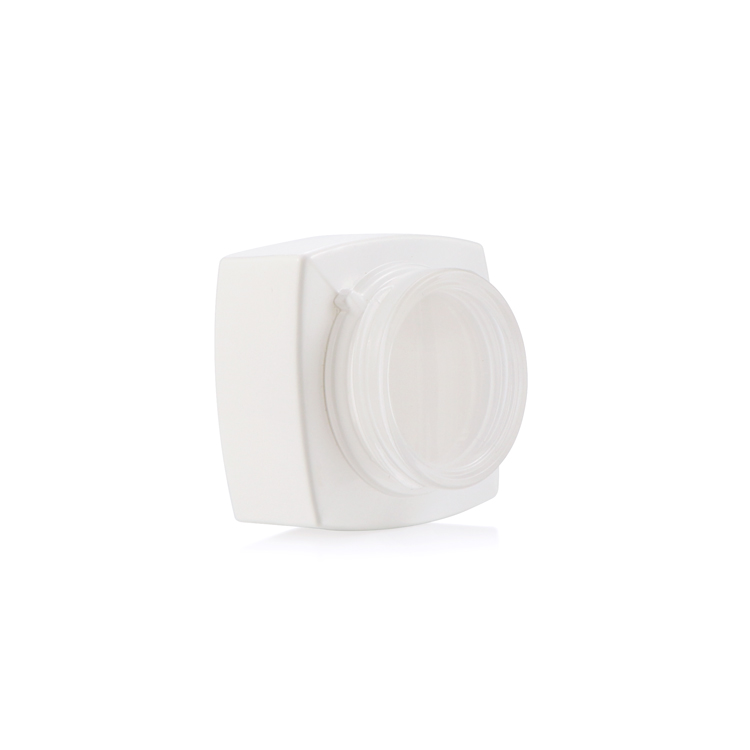 Custom logo 20g 30g 50g empty facial lotion packaging white square cream cosmetic jar with black plastic cap for makeup