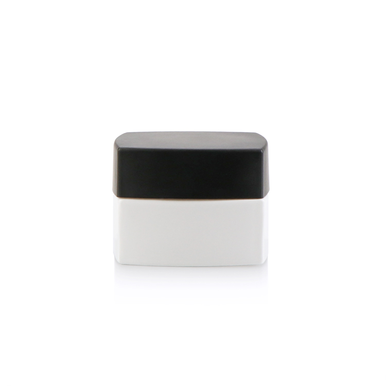Custom logo 20g 30g 50g empty facial lotion packaging white square cream cosmetic jar with black plastic cap for makeup