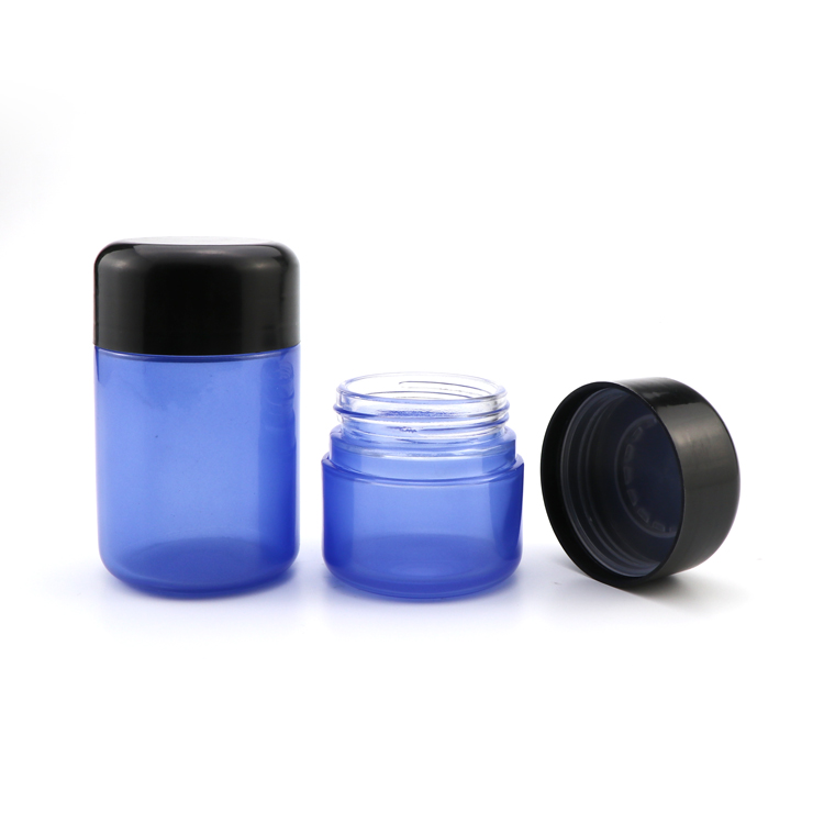 Custom logo 2oz 3oz 5oz weed stash air tight container wide mouth hemp glass storage jar with child resistant cap