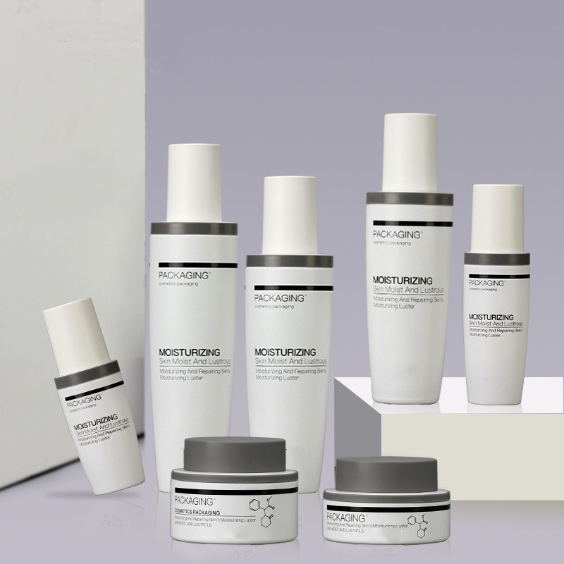 Custom logo 30g 50g 40ml 100ml 120ml 150ml matte white glass cosmetic bottle personal care production cosmetic package container