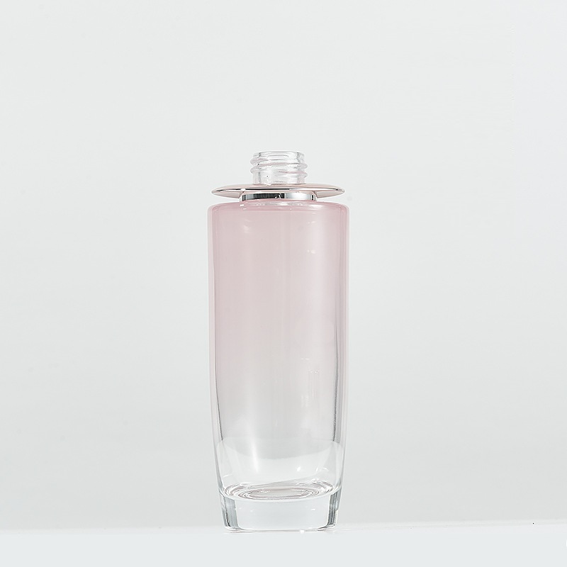Custom logo 30g 50g 40ml 100ml 120ml gradual pink glass bottle with gold rose cap for personal care cosmetic package container