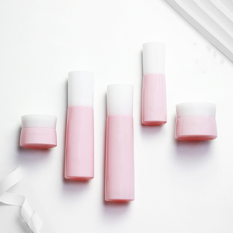 Custom logo 30g 50g 40ml 100ml 120ml pink and green glass cosmetic bottle personal care production cosmetic package container