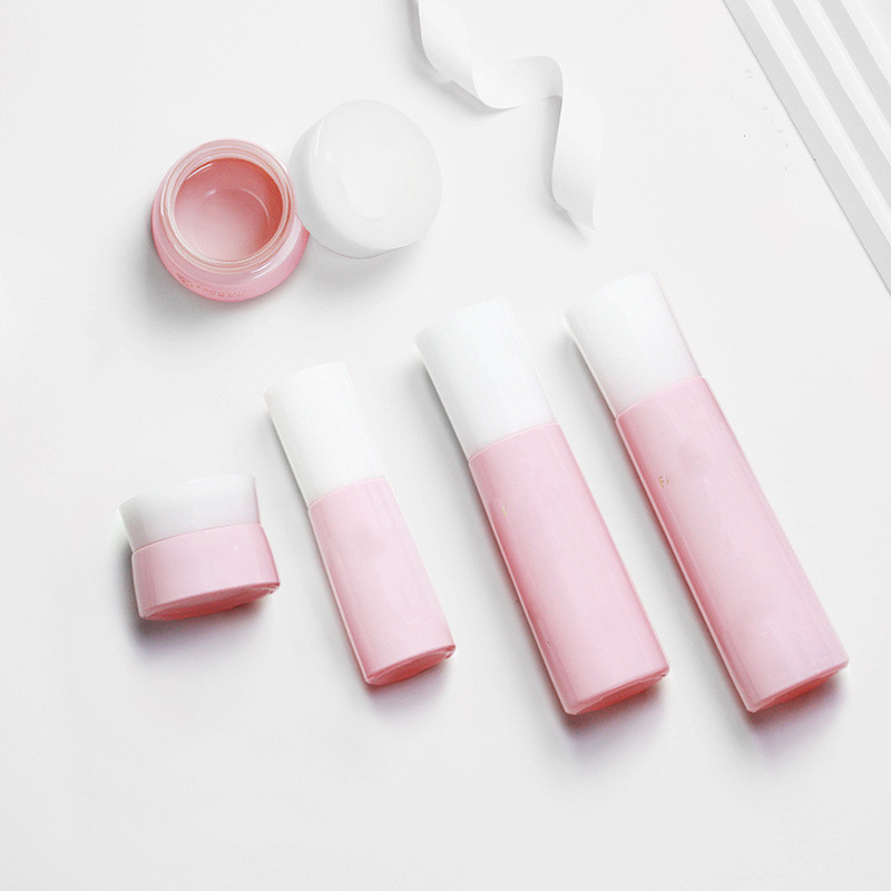 Custom logo 30g 50g 40ml 100ml 120ml pink and green glass cosmetic bottle personal care production cosmetic package container