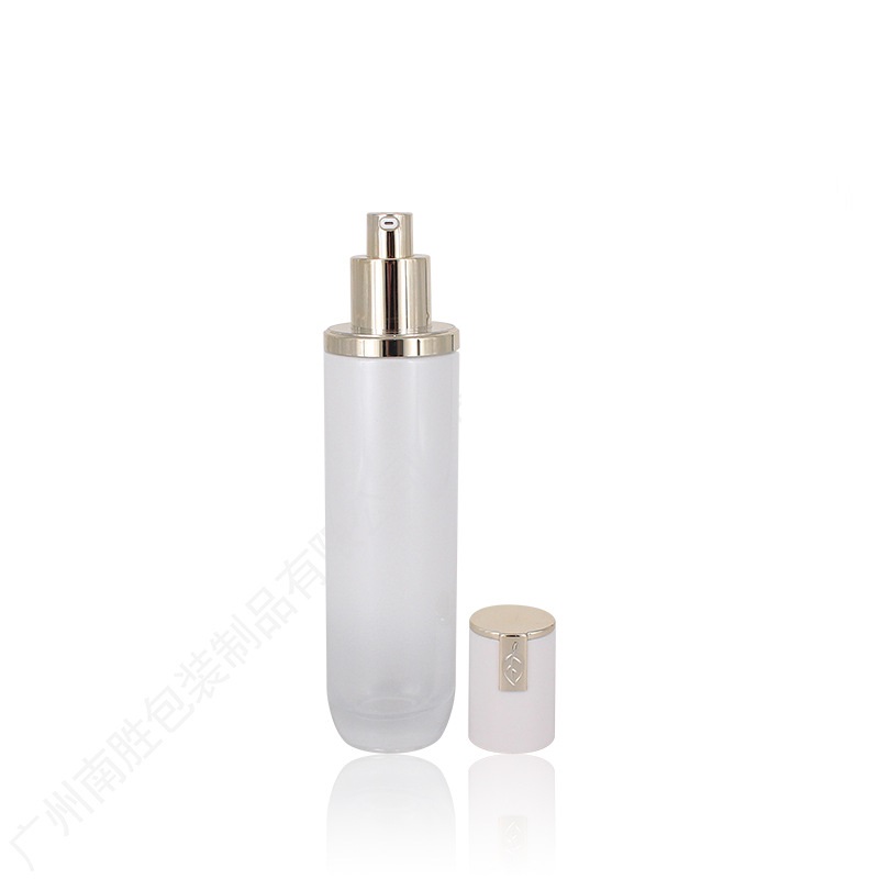 Custom logo 30g 50g 40ml 100ml 120ml white glass bottle with white leaf cap for personal care cosmetic package container