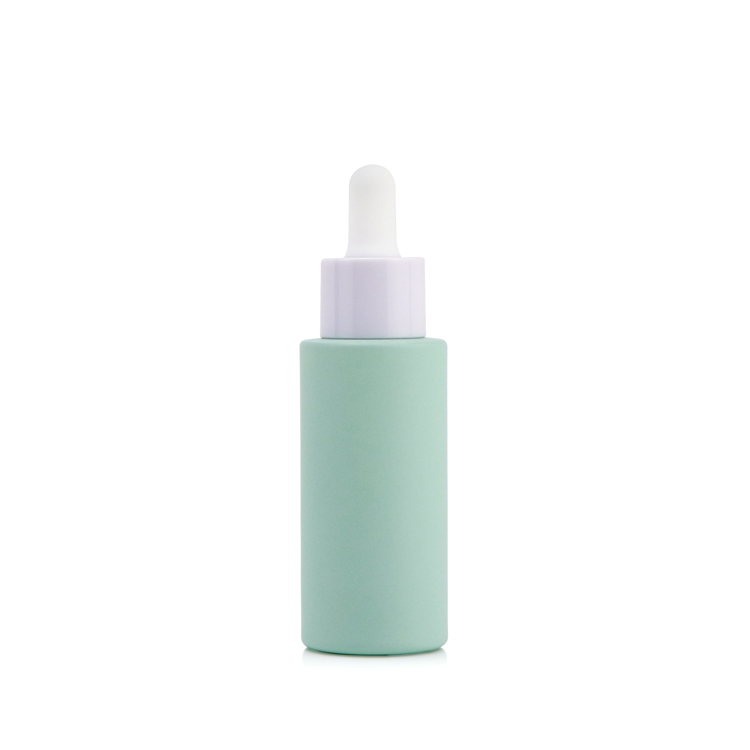 Custom logo 30ml 1 fl oz empty small cylinder clear packaging essential beard oil bottle dropper with cap