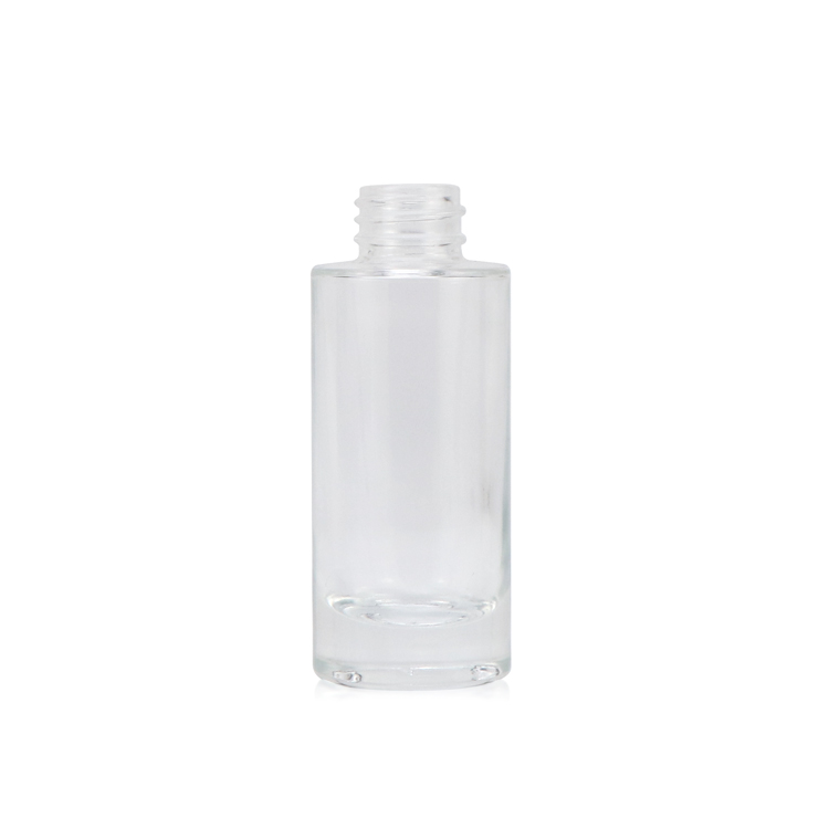 Custom logo 30ml 1 fl oz empty small cylinder clear packaging essential beard oil bottle dropper with cap