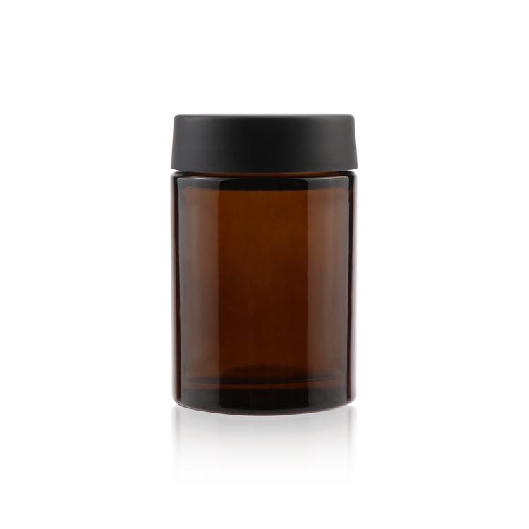 Custom logo 30ml 60ml 120ml 3 oz amber jars set tall round airtight empty herb spice glass storage jars set with CR lid