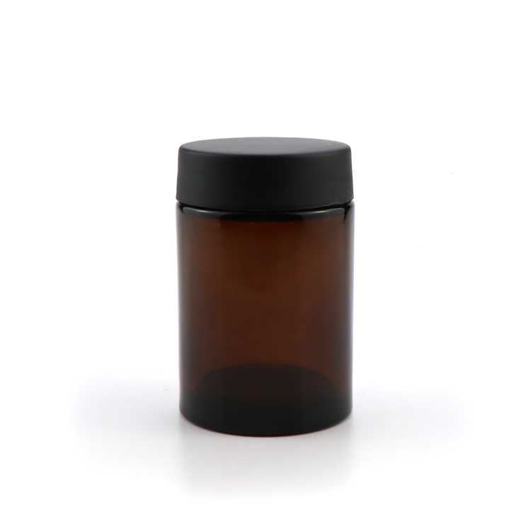 Custom logo 30ml 60ml 120ml 3 oz amber jars set tall round airtight empty herb spice glass storage jars set with CR lid