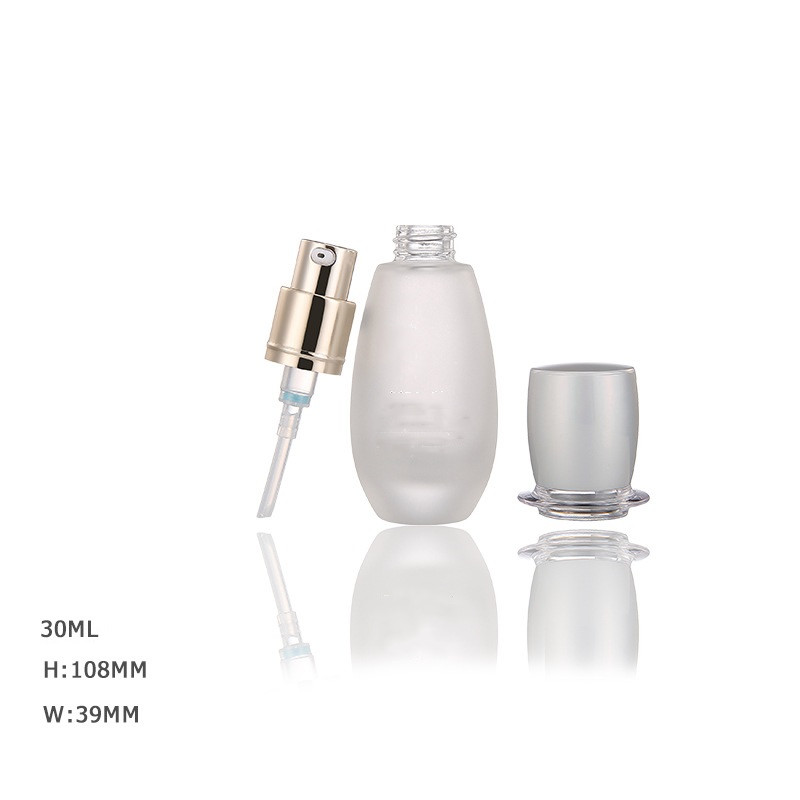 Custom logo 30ml luxury round glass foundation bottles with diamond patch cap for make-up production cosmetic package container