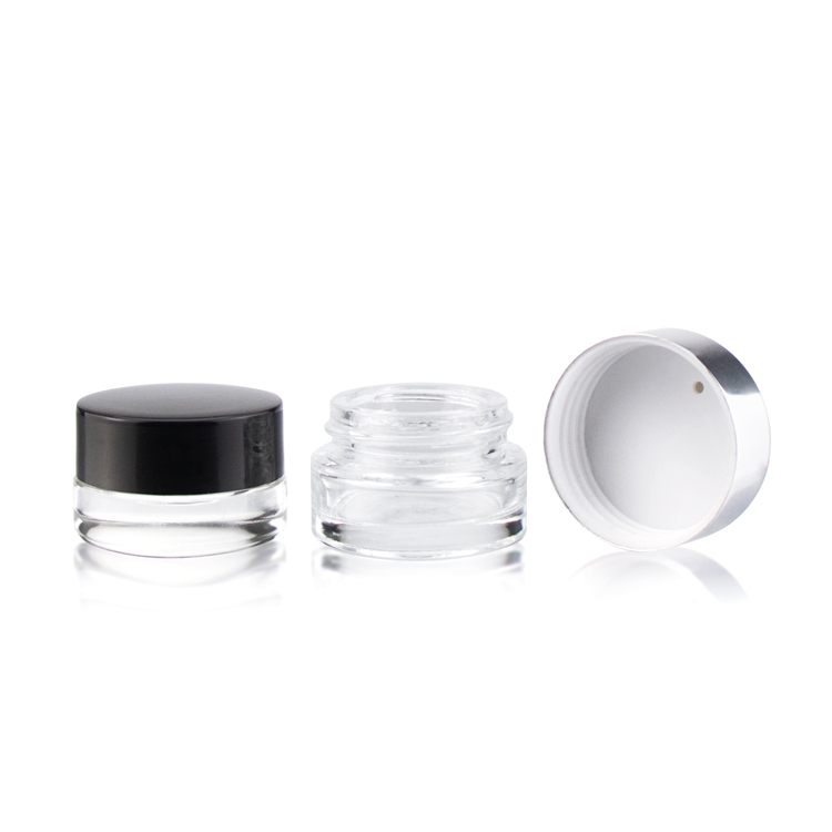 Custom logo 3ml 5ml 7ml small skincare round cylinder cosmetic eye lotion cream glass container jar with screw lid