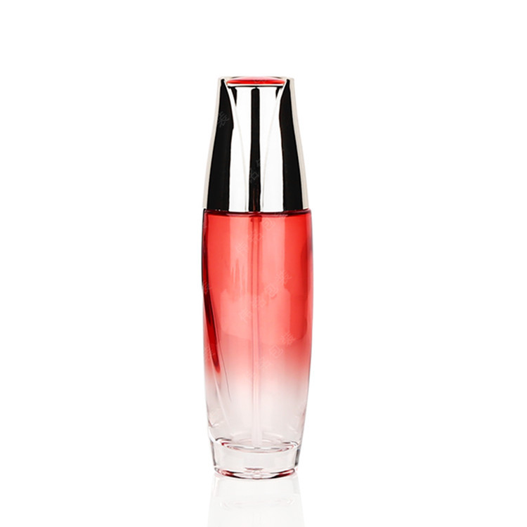 Custom logo 40ml 100ml 120ml 50g 30g red flower glass bottles with silver cap for personal care cosmetic package container