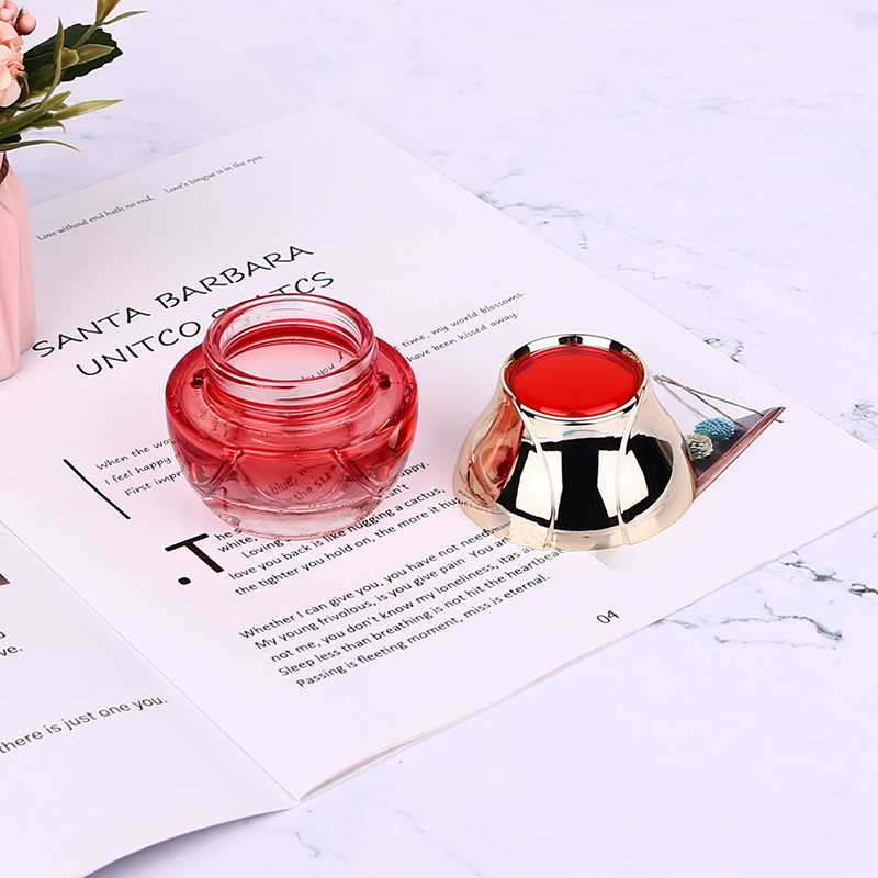 Custom logo 40ml 100ml 120ml 50g 30g red flower glass bottles with silver cap for personal care cosmetic package container