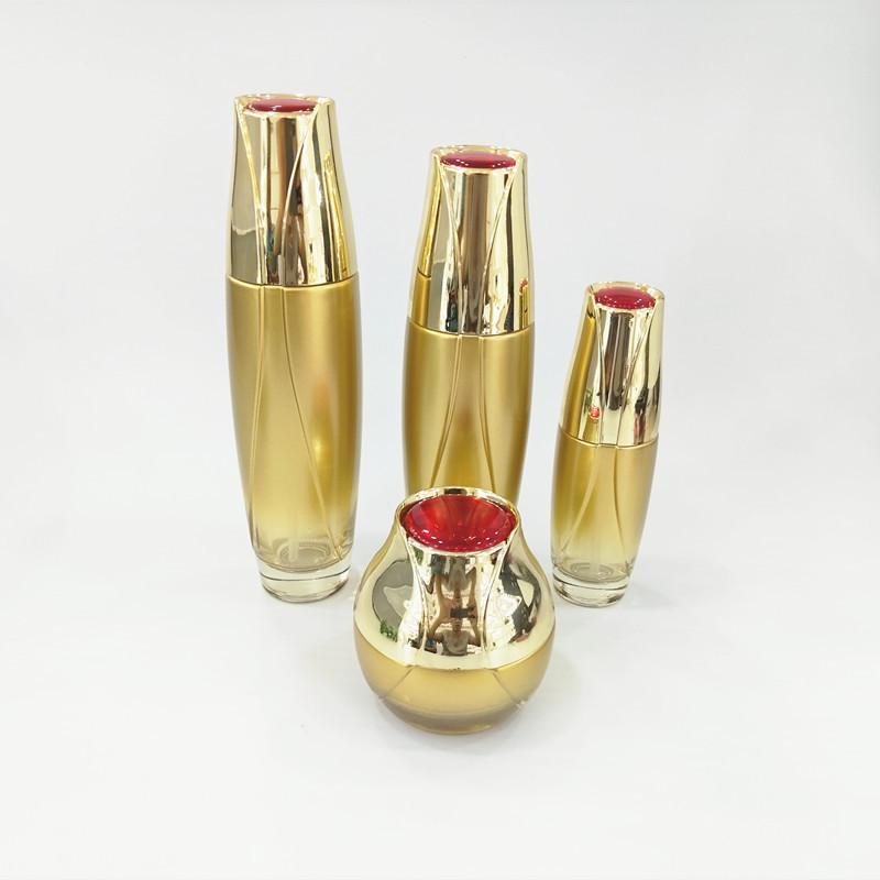 Custom logo 40ml 100ml 120ml 50g flower gold glass bottles with gold cap for personal care cosmetic package container