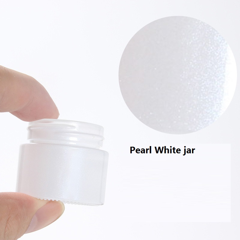 Custom logo 5g and 10g green and pearl white glass jar cosmetic package container with black white wood grain cap in good price