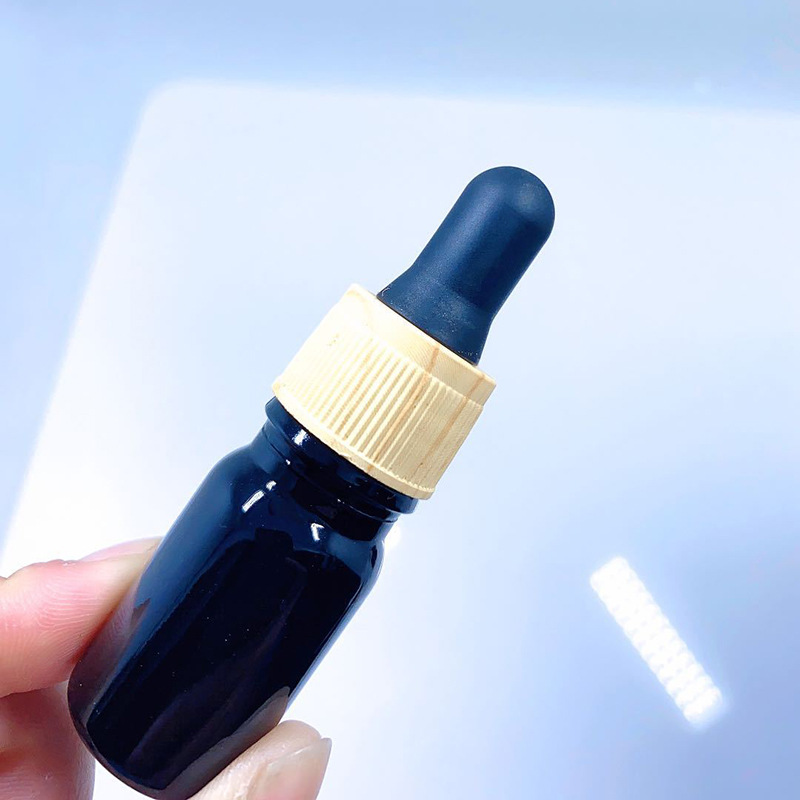 Custom logo 5ml-100ml electroplating blue glass wood grain blue dropper bottle cosmetic package container Essential oil bottle
