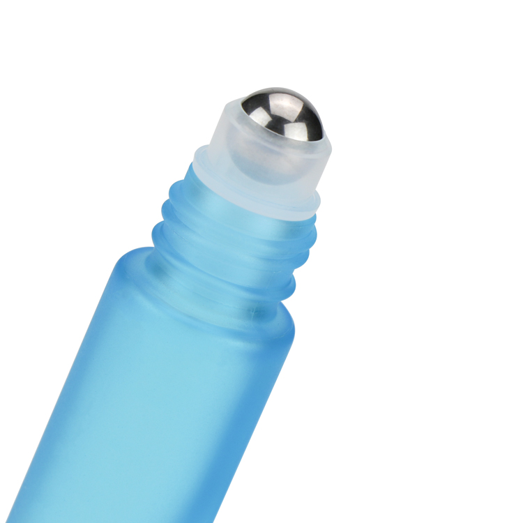 Custom logo 5ml 10ml 15ml empty cylinder cobalt blue essential oil roll on glass bottle with roller ball for oils