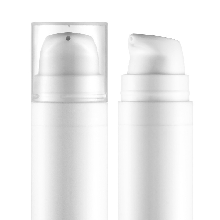 Custom logo Mini Sample bottle PP plastic white 5ml 10ml 15ml airless cosmetic pump bottle for lotion serum