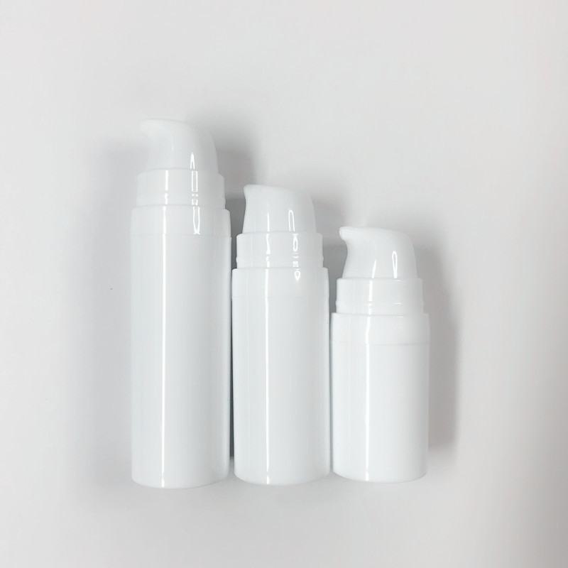 Custom logo Mini Sample bottle PP plastic white 5ml 10ml 15ml airless cosmetic pump bottle for lotion serum