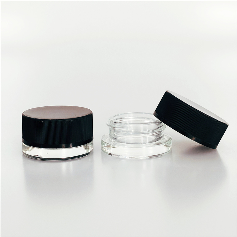 Custom logo and printed glass cream jar 3ml 5ml 7ml 9ml cosmetic glass jar child proof /childproof with CR lid