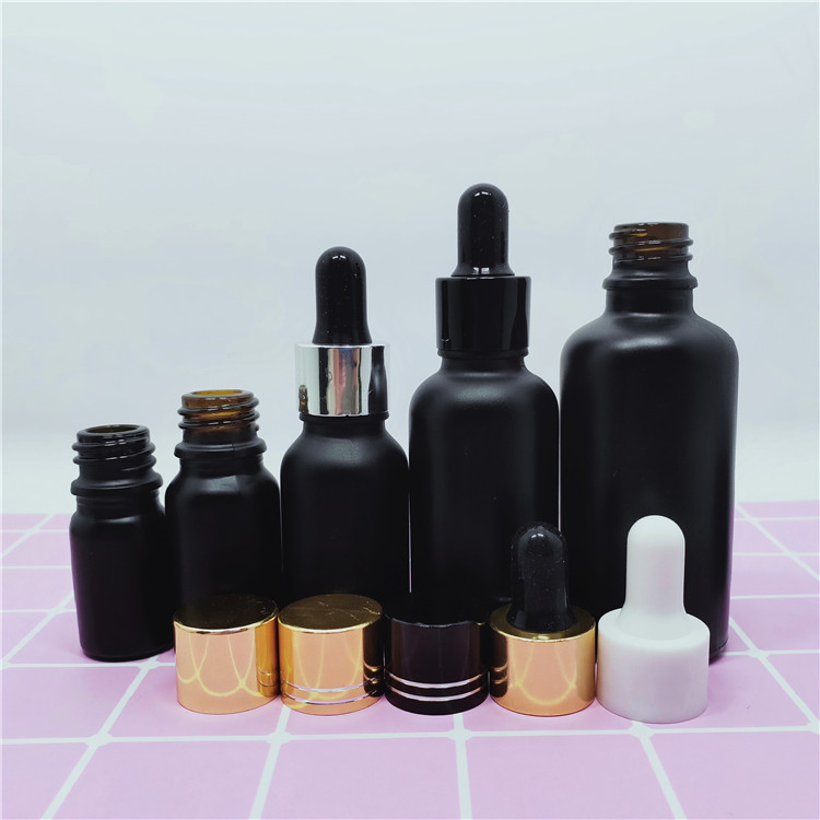 Custom logo beard oil packaging 30 ml black frosted glass bottle with paper tube