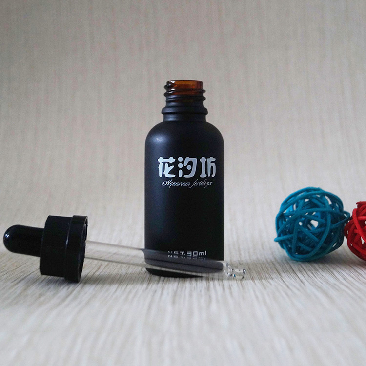 Custom logo beard oil packaging 30 ml black frosted glass bottle with paper tube
