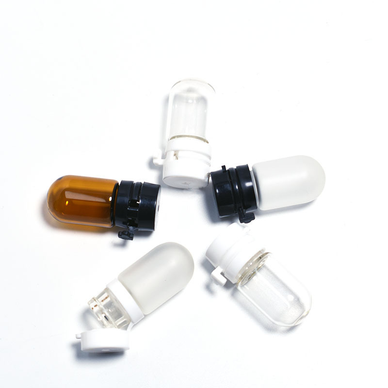 Custom logo brown small package glass Medical beauty bottle mini vial clear glass sample bottle for cosmetic facial essence oil