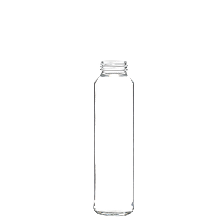 Custom logo bulk empty fruit juice milk coffee glass 500ml water glass bottle with plastic lid