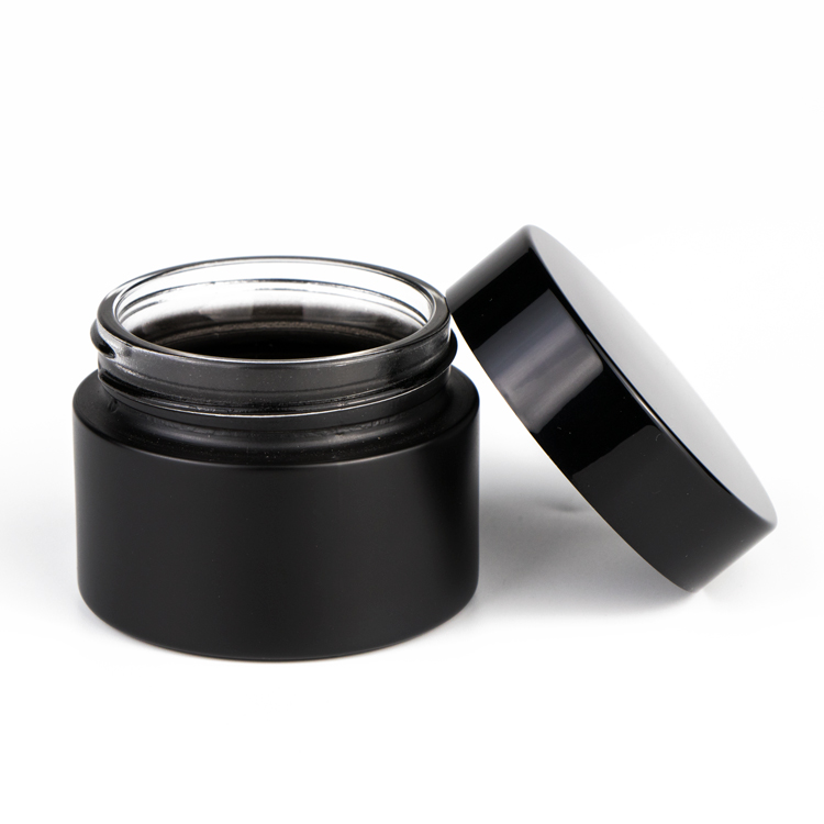 Custom logo cosmetic black 5ml 10ml 15ml 30ml 50ml  skin care bottles frosted  cream glass mason jar