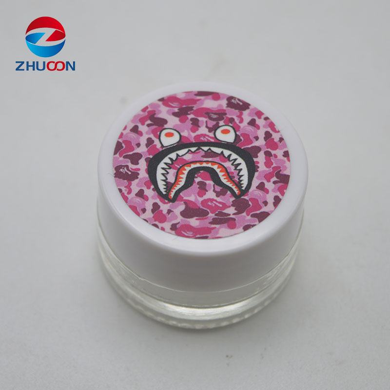 Custom logo cosmetic dab wax packing concentrate containers 5ml violet glass jar with lids