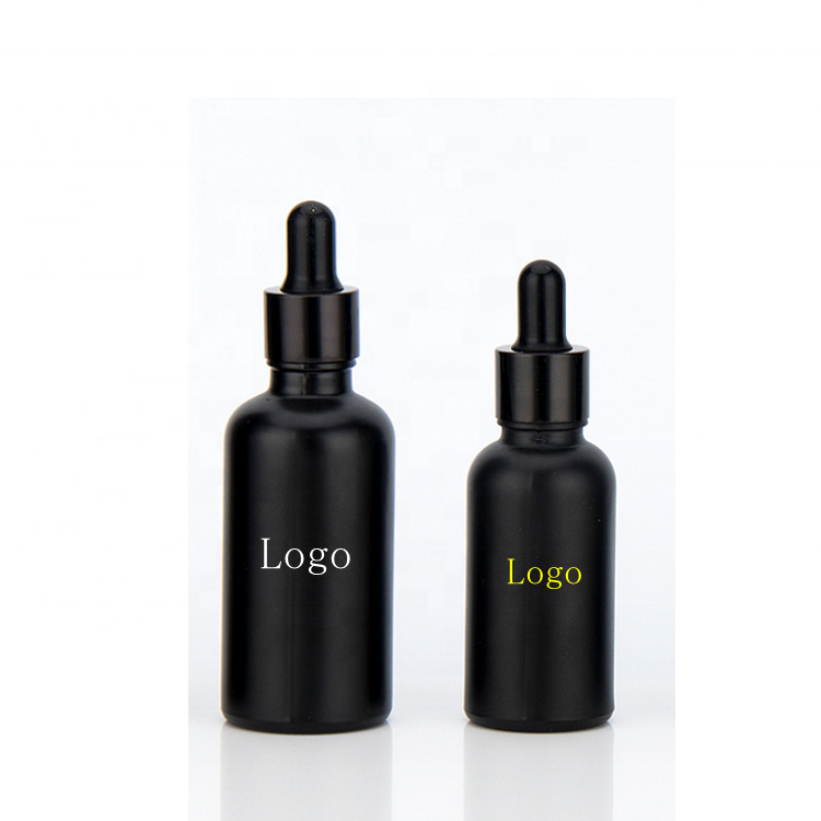 Custom logo cosmetic lotion serum cream serum parfum packaging matt black glass bottle with spray